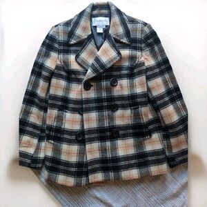 Vintags Chadwick’s Women's 4 Classic Tan & Black Plaid Wool Peacoat Short Fit